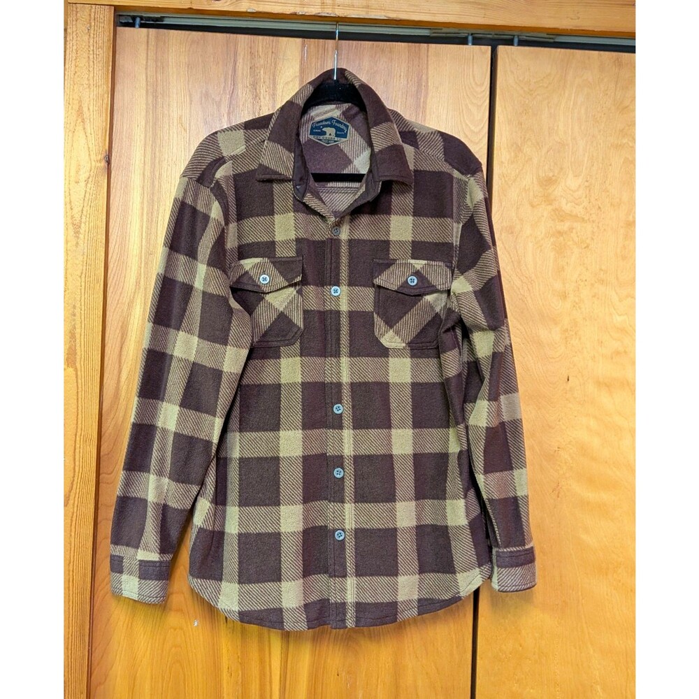 Freedom Foundry Shirt Mens M Brown Tan Plaid Plush Fleece L/S Button-Up